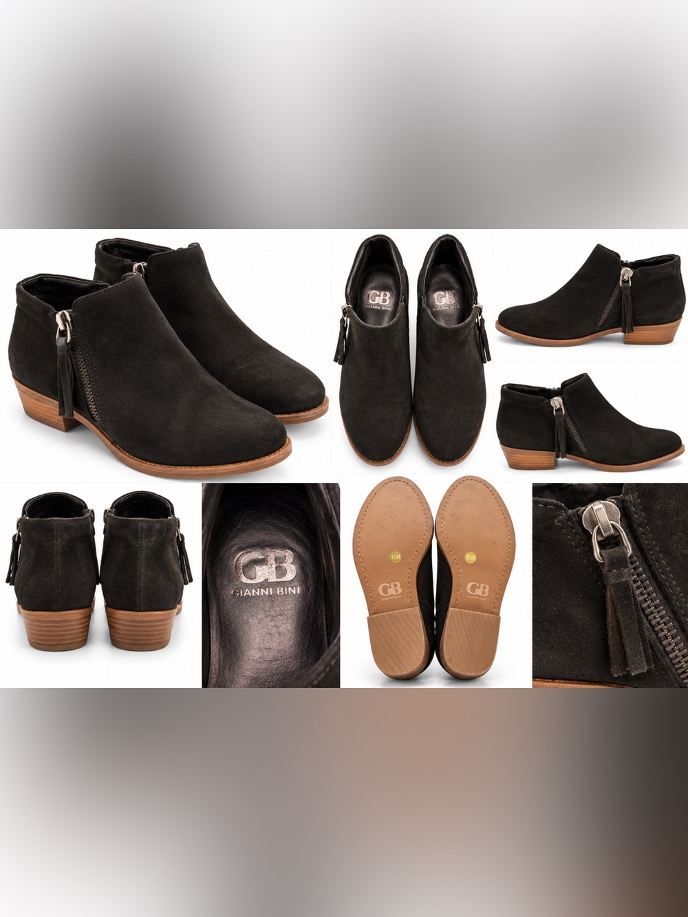 Gianni Bini Black Suede Ankle Booties Size 10M